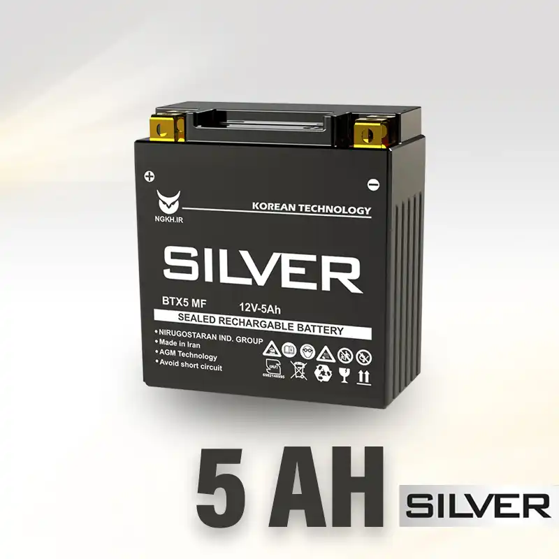 باتری سیلور 5 آمپر 1 باتری 5 آمپر سیلور - باتری موتور سیکلت